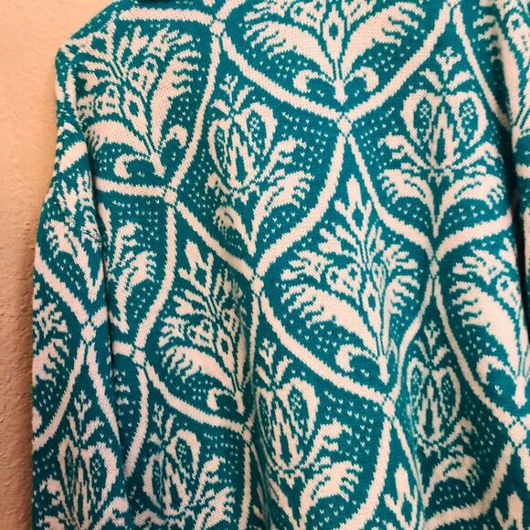 Vintage Men's Sweater Size Large Green White Wool Blend Made in Italy 80s Style - Picture 5 of 6
